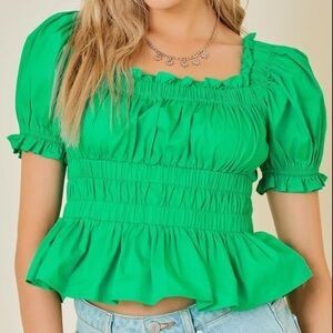 Day & Moon Ruffle Detail Poplin Tiered Babydoll Top